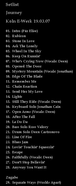 Setlist Journey 19.03.07